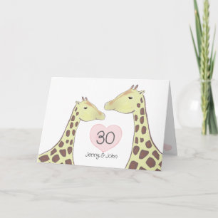 Giraffe 30e Pearl Wedding Jubileum Kaart