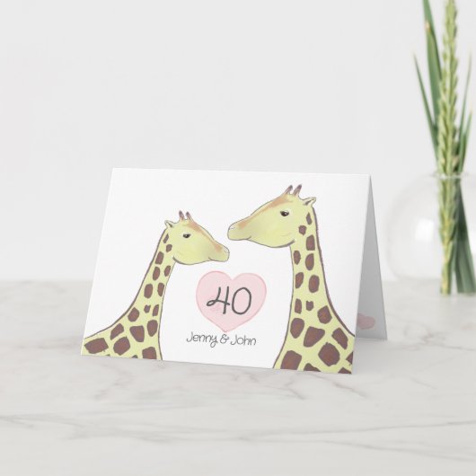 Giraffe 40e Ruby Wedding Jubileum Kaart (Voorkant)