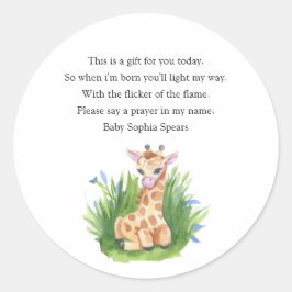 Giraffe - Aanbiddingskaarslabel Ronde Sticker