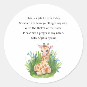 Giraffe - Aanbiddingskaarslabel Ronde Sticker