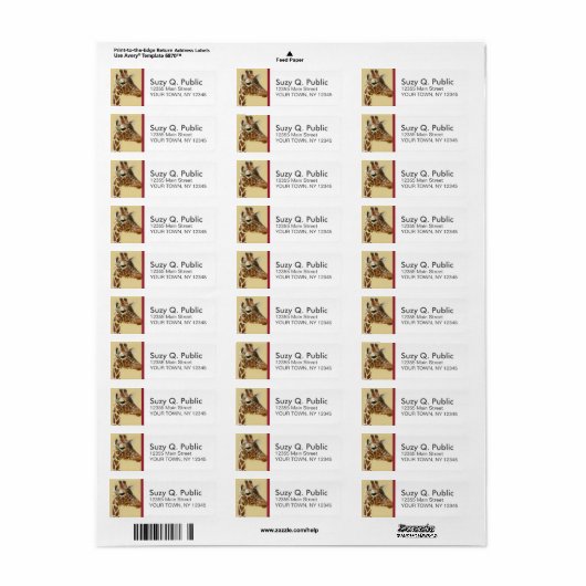 Giraffe Aangepaste Adresetiketten Etiket (Full Sheet)