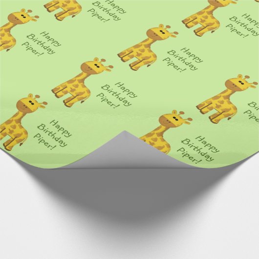 Giraffe Aangepaste Naam Verpakkend Document Cadeaupapier (Hoek)