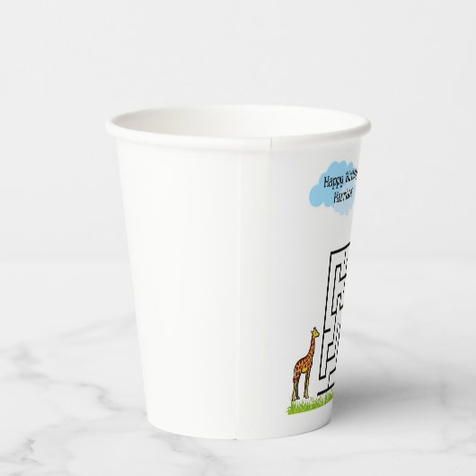 Giraffe aangepaste verjaardagsdoolhof puzzel papie papieren bekers (Rechts)