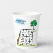 Giraffe aangepaste verjaardagsdoolhof puzzel papie papieren bekers (Voorkant)