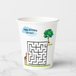 Giraffe aangepaste verjaardagsdoolhof puzzel papie papieren bekers