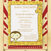 Giraffe aap alligator Baby Boy Shower Invite Kaart