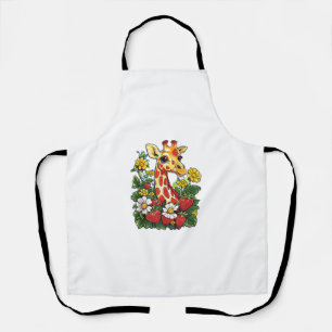 Giraffe Aardbeien en Bloemen Graphic Schattige Gir Schort
