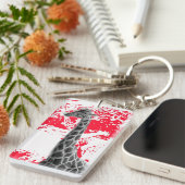 Giraffe, Abstract in rood Sleutelhanger (Voorkant Rechts)