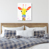 Giraffe Abstracte Dieren Wild Leuke Kunst Regenboo Canvas Afdruk (Insitu (Slaapkamer))