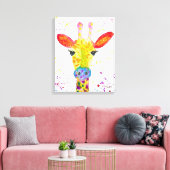 Giraffe Abstracte Dieren Wild Leuke Kunst Regenboo Canvas Afdruk (Insitu (Woonkamer))