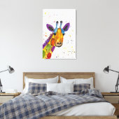 Giraffe Abstracte Dieren Wild Leuke Kunst Regenboo Canvas Afdruk (Insitu (Slaapkamer))