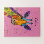 Giraffe Abstracte Dieren Wild Leuke Kunst Regenboo Legpuzzel (Horizontaal)
