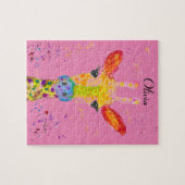 Giraffe Abstracte Dieren Wild Leuke Kunst Regenboo Legpuzzel (Horizontaal)