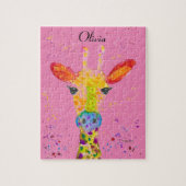 Giraffe Abstracte Dieren Wild Leuke Kunst Regenboo Legpuzzel (Verticaal)