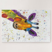 Giraffe Abstracte Dieren Wild Leuke Kunst Regenboo Legpuzzel (Horizontaal)