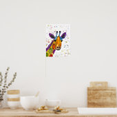 Giraffe Abstracte Dieren Wild Leuke Kunst Regenboo Poster (Keuken)