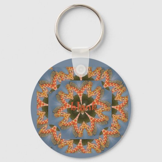 Giraffe Abstracte Kunstprint Sleutelhanger (Voorkant)