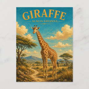 Giraffe Acacia Savanne Waterverf GeoSaga Briefkaart
