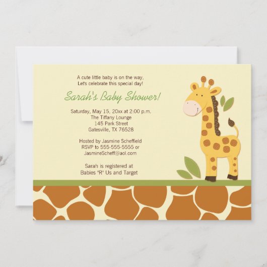 Giraffe Adventure 5x7 Baby shower Uitnodiging (Voorkant)