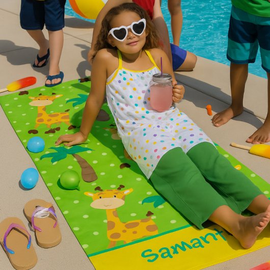 Giraffe Adventure met palmbomen Strandlaken