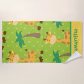 Giraffe Adventure met palmbomen Strandlaken (Voorkant)