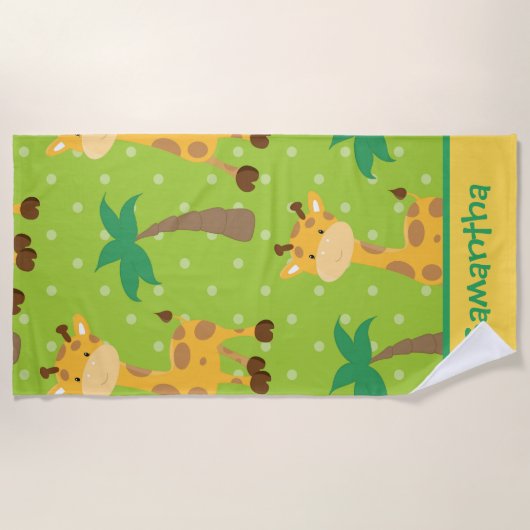 Giraffe Adventure met palmbomen Strandlaken (Voorkant)