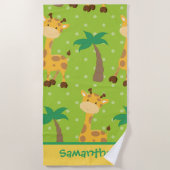 Giraffe Adventure met palmbomen Strandlaken (Voorkant)