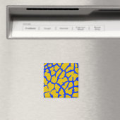 Giraffe Afdruk Geel Blauw Magneet (Insitu (Vaatwasser))