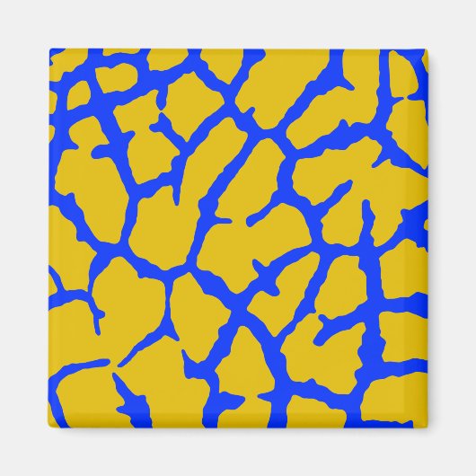 Giraffe Afdruk Geel Blauw Magneet (Voorkant)
