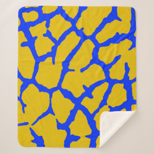 Giraffe Afdruk Geel Blauw Sherpa Deken