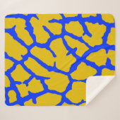Giraffe Afdruk Geel Blauw Sherpa Deken (Voorkant (horizontaal))