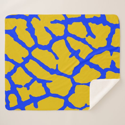 Giraffe Afdruk Geel Blauw Sherpa Deken (Voorkant (horizontaal))