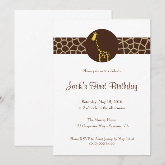 Giraffe Afdrukken Aangepaste verjaardag Kaart (Voorkant / Achterkant)