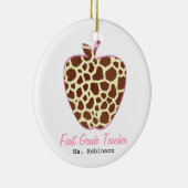 Giraffe Afdrukken Apple First Grade Teacher Keramisch Ornament (Rechts)