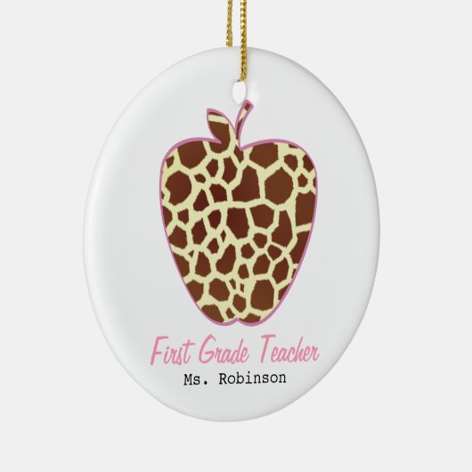 Giraffe Afdrukken Apple First Grade Teacher Keramisch Ornament (Rechts)