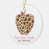 Giraffe Afdrukken Apple First Grade Teacher Keramisch Ornament (Links)