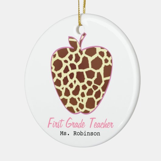 Giraffe Afdrukken Apple First Grade Teacher Keramisch Ornament (Links)