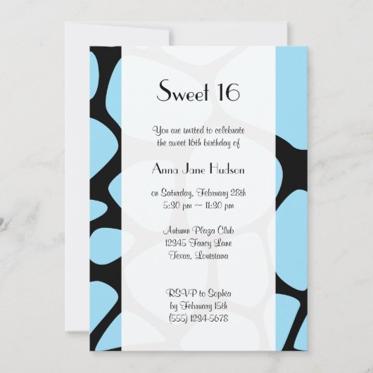 Giraffe afdrukken, blauwe Giraffe, Oerwoud, zoet 1 Kaart (Voorkant)