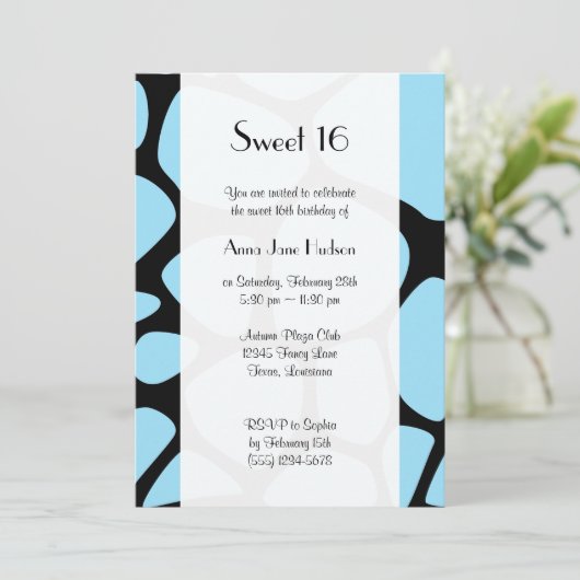 Giraffe afdrukken, blauwe Giraffe, Oerwoud, zoet 1 Kaart (Staand voorkant)