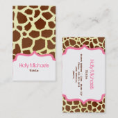 Giraffe Afdrukken en roze Visitekaartje (Voorkant / Achterkant)