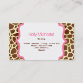 Giraffe Afdrukken en roze Visitekaartje (Achterkant)