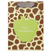 Giraffe Afdrukken Groen Apple Teacher Klembord (Voorkant)