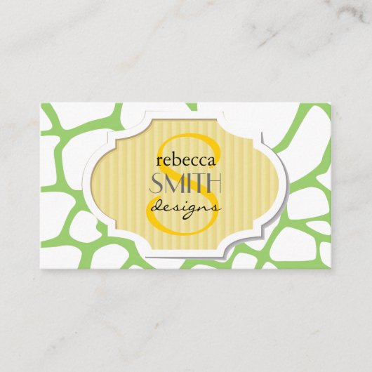 Giraffe afdrukken, groene Giraffe, dierlijke afdru Visitekaartje (Voorkant)