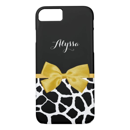 Giraffe afdrukken met naam, heldergeel Case-Mate iPhone Case (Achterkant)