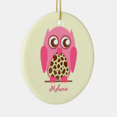 Giraffe Afdrukken & Roze Owl Aangepaste versiering Keramisch Ornament (Rechts)