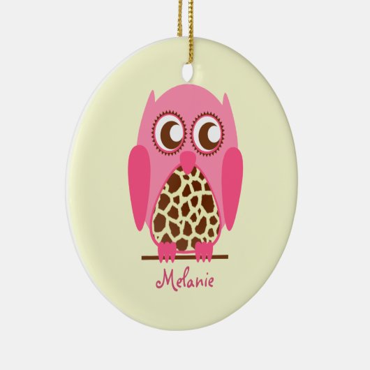 Giraffe Afdrukken & Roze Owl Aangepaste versiering Keramisch Ornament (Rechts)