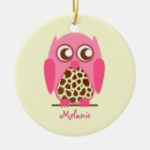Giraffe Afdrukken & Roze Owl Aangepaste versiering Keramisch Ornament (Voorkant)