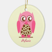 Giraffe Afdrukken & Roze Owl Aangepaste versiering Keramisch Ornament (Links)
