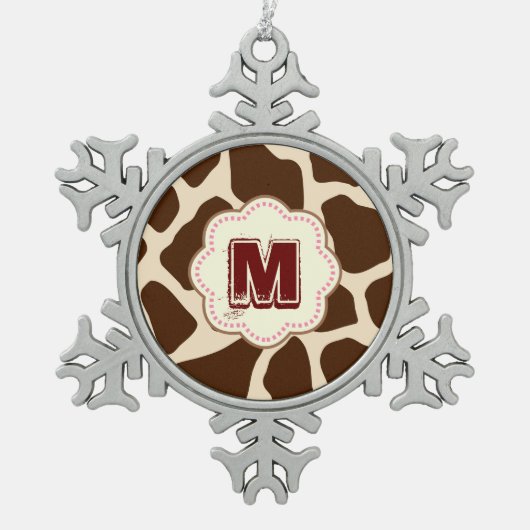 Giraffe afdrukken tin sneeuwvlok ornament (Voorkant)