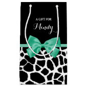  Giraffe Afdrukmint Groene Bow met naam Klein Cadeauzakje (Voorkant)